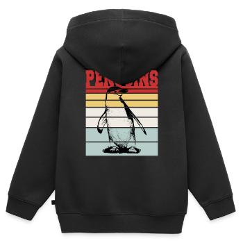 PENGUINS - Kinder Premium Organic Zip Hoodie - Schwarz - Hinten - AI Model Kid Male (0cm)