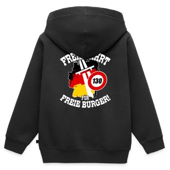 FREE RIDE FOR FREE CITIZENS Pas de limite de vitesse - Sweat Premium à capuche zippé enfant bio - noir - Dos - AI Model Kid Male (0cm)