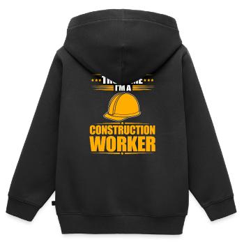 construction worker - Kids Premium Organic Zip-up Hoodie - black - Back - AI Model Kid Male (0cm)