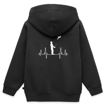 Modèle avion modèle avion - Sweat Premium à capuche zippé enfant bio - noir - Dos - AI Model Kid Male (0cm)