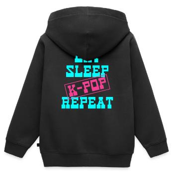 K-Pop - Sweat Premium à capuche zippé enfant bio - noir - Dos - AI Model Kid Male (0cm)