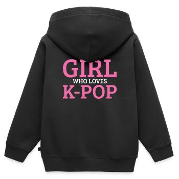 K-Pop - Kinder Premium Organic Zip Hoodie - Schwarz - Hinten - AI Model Kid Male (0cm)