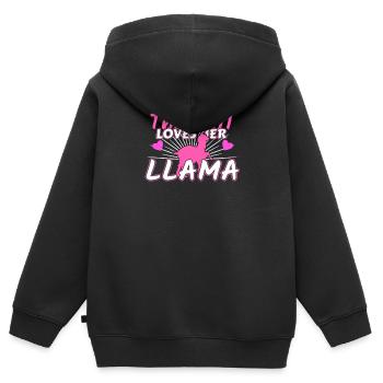 Lama - Kinder Premium Organic Zip Hoodie - Schwarz - Hinten - AI Model Kid Male (0cm)