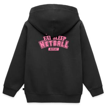 Netzball Spielerin - Kinder Premium Organic Zip Hoodie - Schwarz - Hinten - AI Model Kid Male (0cm)