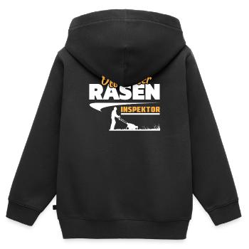 Offizieller Rasen Inspektor - Kinder Premium Organic Zip Hoodie - Schwarz - Hinten - AI Model Kid Male (0cm)