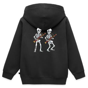 Fagott Tshirt Big Band Skelett Bassoon Fagott - Kinder Premium Organic Zip Hoodie - Schwarz - Hinten - AI Model Kid Male (0cm)