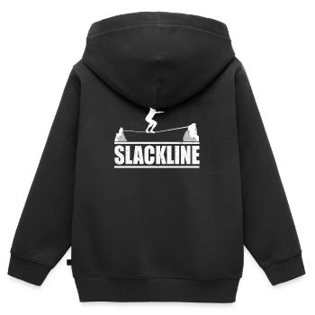 Slackline Slackline Gift pour Slackliner - Sweat Premium à capuche zippé enfant bio - noir - Dos - AI Model Kid Male (0cm)
