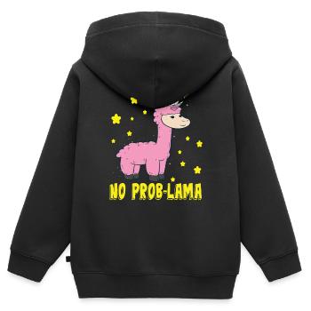 No Prob Lama - Kinder Premium Organic Zip Hoodie - Schwarz - Hinten - AI Model Kid Male (0cm)
