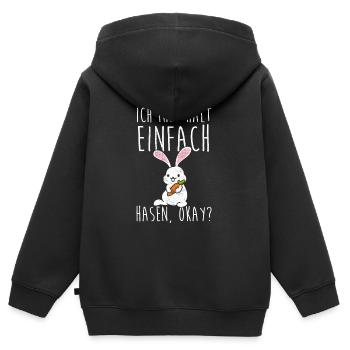 Ich mag halt einfach Hasen - Kinder Premium Organic Zip Hoodie - Schwarz - Hinten - AI Model Kid Male (0cm)