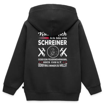 Küss Mich Ich Bin Schreiner - Kinder Premium Organic Zip Hoodie - Schwarz - Hinten - AI Model Kid Male (0cm)