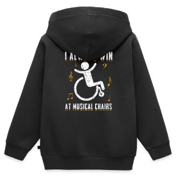Humour en fauteuil roulant Handicap Handicap Gift - Sweat Premium à capuche zippé enfant bio - noir - Dos - AI Model Kid Male (0cm)