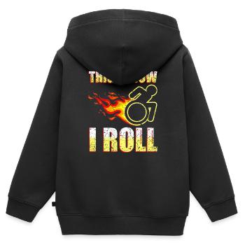 Humour en fauteuil roulant Handicap Handicap Gift - Sweat Premium à capuche zippé enfant bio - noir - Dos - AI Model Kid Male (0cm)