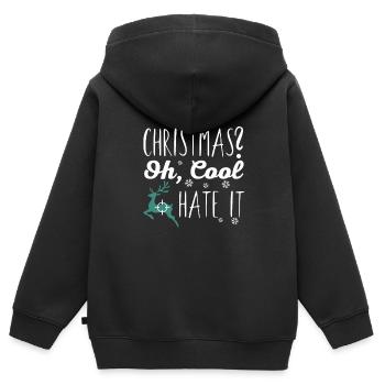 Anti Weihnachten - Kinder Premium Organic Zip Hoodie - Schwarz - Hinten - AI Model Kid Male (0cm)