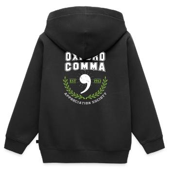 Oxford Comma Appreciation Society Grammar Police - Kinder Premium Organic Zip Hoodie - Schwarz - Hinten - AI Model Kid Male (0cm)