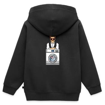 Gehirnwäsche-Waschmaschinen-Propaganda Falsche Nachrichten - Kinder Premium Organic Zip Hoodie - Schwarz - Hinten - AI Model Kid Male (0cm)