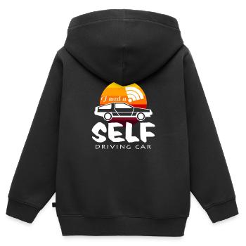 Ich brauche ein autonom fahrendes Auto Zukunft - Kinder Premium Organic Zip Hoodie - Schwarz - Hinten - AI Model Kid Male (0cm)