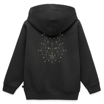 Loup polygone - Sweat Premium à capuche zippé enfant bio - noir - Dos - AI Model Kid Male (0cm)