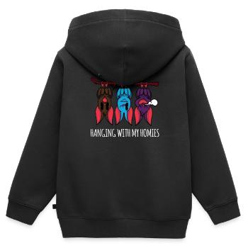 Cadeau Bat Chill de Bats Homies - Sweat Premium à capuche zippé enfant bio - noir - Dos - AI Model Kid Male (0cm)