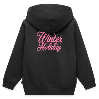 Vacances d’hiver Trip - Sweat Premium à capuche zippé enfant bio - noir - Dos - AI Model Kid Male (0cm)