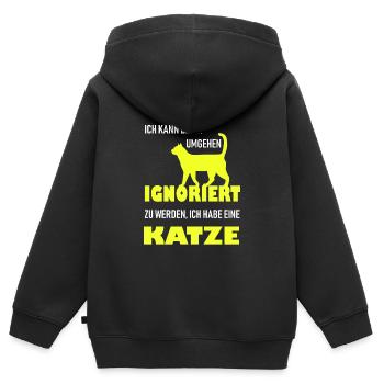 katzenfreund - Kinder Premium Organic Zip Hoodie - Schwarz - Hinten - AI Model Kid Male (0cm)