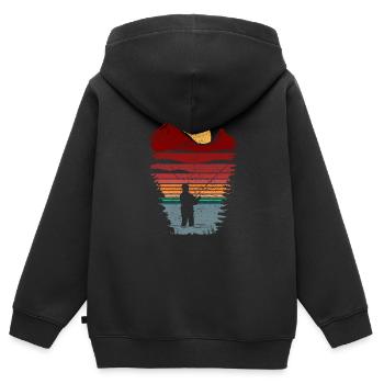 Fréquence cardiaque de pêche à la mouche - Sweat Premium à capuche zippé enfant bio - noir - Dos - AI Model Kid Male (0cm)