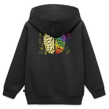 Brain Brain Brain Half Analytical Creative - Kids Premium Organic Zip-up Hoodie - black - Back - AI Model Kid Male (0cm)