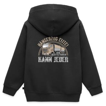Lastwagen LKW Spedition Geschenk · Hängerzug Elite - Kinder Premium Organic Zip Hoodie - Schwarz - Hinten - AI Model Kid Male (0cm)