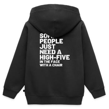 Dire drôle - Sweat Premium à capuche zippé enfant bio - noir - Dos - AI Model Kid Male (0cm)