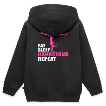 Eat Sleep Handstand Repeat Turnerinnen Geschenk - Kinder Premium Organic Zip Hoodie - Schwarz - Hinten - AI Model Kid Male (0cm)