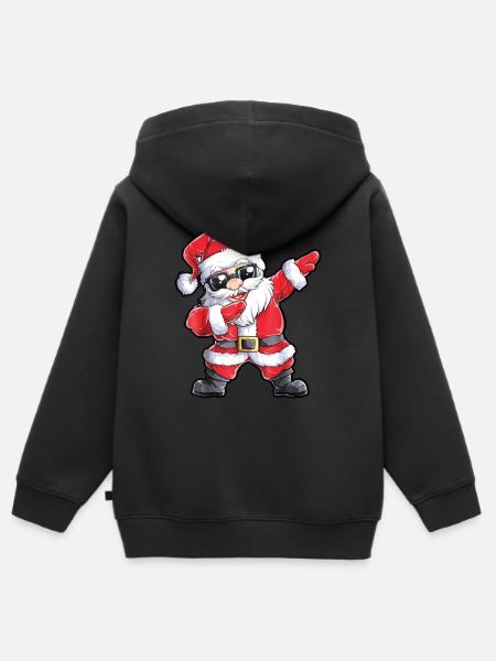 Dabbing Santa Claus - Kerstman - Premium børne zip-hættetrøje økologisk - sort