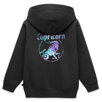 Zodiac Capricorne Capricorne - Sweat Premium à capuche zippé enfant bio - noir - Dos - AI Model Kid Male (0cm)