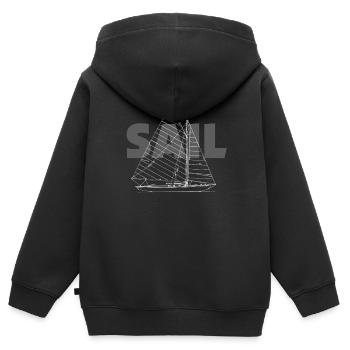 Segel - Kinder Premium Organic Zip Hoodie - Schwarz - Hinten - AI Model Kid Male (0cm)