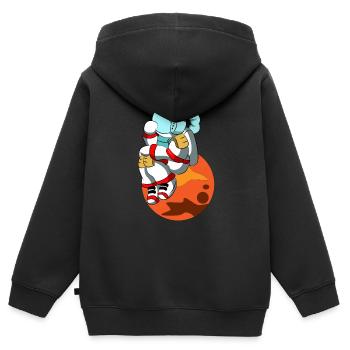 Nachdenkender Astronaut - Kinder Premium Organic Zip Hoodie - Schwarz - Hinten - AI Model Kid Male (0cm)