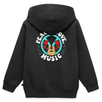 Peace Peace Music Awesome Hippie Pacifist Festival - Sweat Premium à capuche zippé enfant bio - noir - Dos - AI Model Kid Male (0cm)