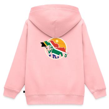 Afrique du Sud - Sweat Premium à capuche zippé enfant bio - rose - Dos - AI Model Kid Female (0cm)