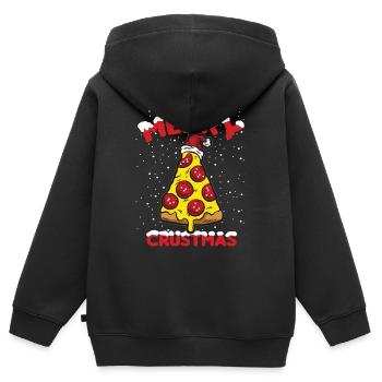 MERRY CRUSTMAS Pizza Lovers Salami Pizzeria - Kids Premium Organic Zip-up Hoodie - black - Back - AI Model Kid Male (0cm)