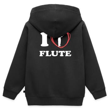 Flute T Shirt For Women - Kinder Premium Organic Zip Hoodie - Schwarz - Hinten - AI Model Kid Male (0cm)