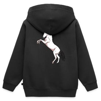 Pferd Pferde Pony Wildpferd - Kinder Premium Organic Zip Hoodie - Schwarz - Hinten - AI Model Kid Male (0cm)