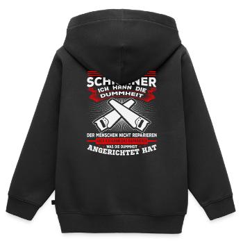 ICH BIN SCHREINER - Kinder Premium Organic Zip Hoodie - Schwarz - Hinten - AI Model Kid Male (0cm)