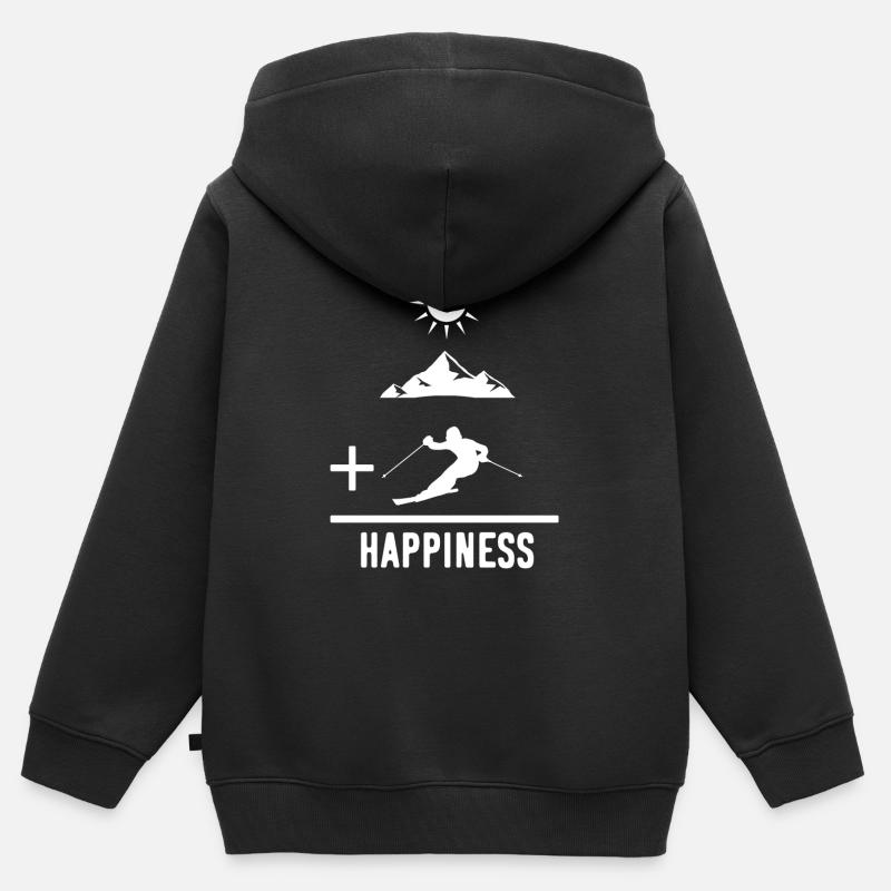 Vacances de ski math blanc - Sweat Premium à capuche zippé enfant bio - noir