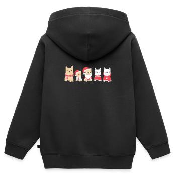 Chiens de Noël - Sweat Premium à capuche zippé enfant bio - noir - Dos - AI Model Kid Male (0cm)
