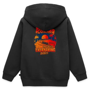 Rudern Ruderer Ruderboot - Kinder Premium Organic Zip Hoodie - Schwarz - Hinten - AI Model Kid Male (0cm)