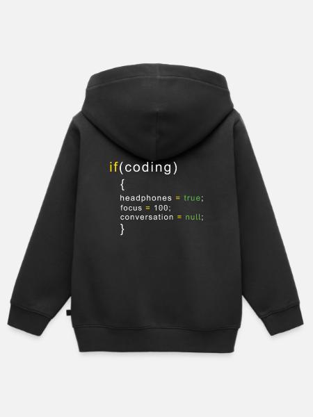Coder coding - Kids Premium Organic Zip-up Hoodie - black