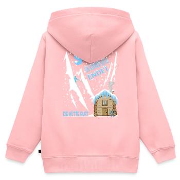 Ein schoener Skitag geht zu Ende die Hütte ruft - Kinder Premium Organic Zip Hoodie - Rosa - Hinten - AI Model Kid Female (0cm)