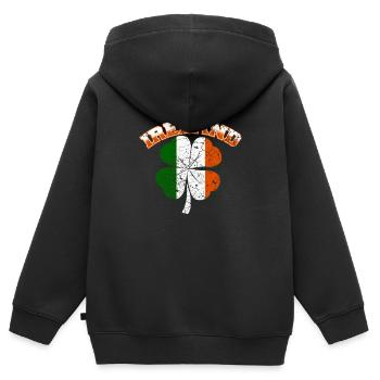 Irland Irische Flagge Kleeblatt - Kinder Premium Organic Zip Hoodie - Schwarz - Hinten - AI Model Kid Male (0cm)