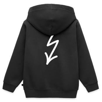 Lightning arrow to the bottom left - Kids Premium Organic Zip-up Hoodie - black - Back - AI Model Kid Male (0cm)
