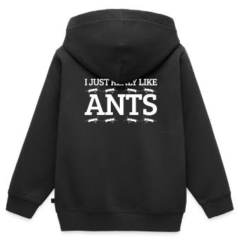 Ameisen - Kinder Premium Organic Zip Hoodie - Schwarz - Hinten - AI Model Kid Male (0cm)