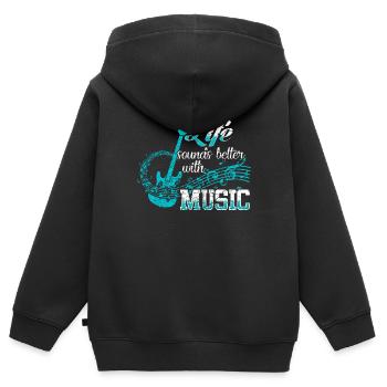 Musik Musiker - Kinder Premium Organic Zip Hoodie - Schwarz - Hinten - AI Model Kid Male (0cm)