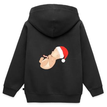 Noël grossesse enceinte ventre de bébé - Sweat Premium à capuche zippé enfant bio - noir - Dos - AI Model Kid Male (0cm)