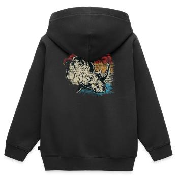Nashorn - Kinder Premium Organic Zip Hoodie - Schwarz - Hinten - AI Model Kid Male (0cm)